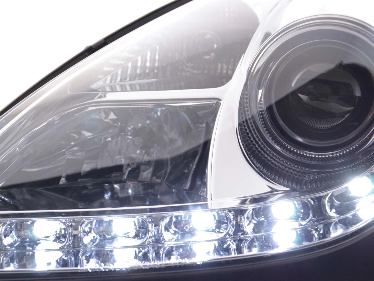 Scheinwerfer Set Daylight LED Tagfahrlicht Mercedes SLK R171 chrom 04-11 Scheinwerfer Set Daylight LED Tagfahrlicht Mercedes SLK R171 chrom 04-11